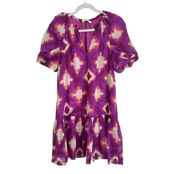 Marie Oliver Greta Mini Dress Lavender Lattice Multi Puff Sleeve Tuckernuck - Picture 7 of 10